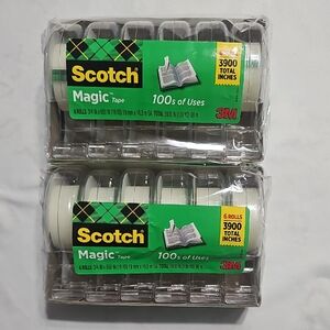 Scotch Magic Tape  Value Pack Clear Tape 12 Rolls with Dispensers (White/Clear)